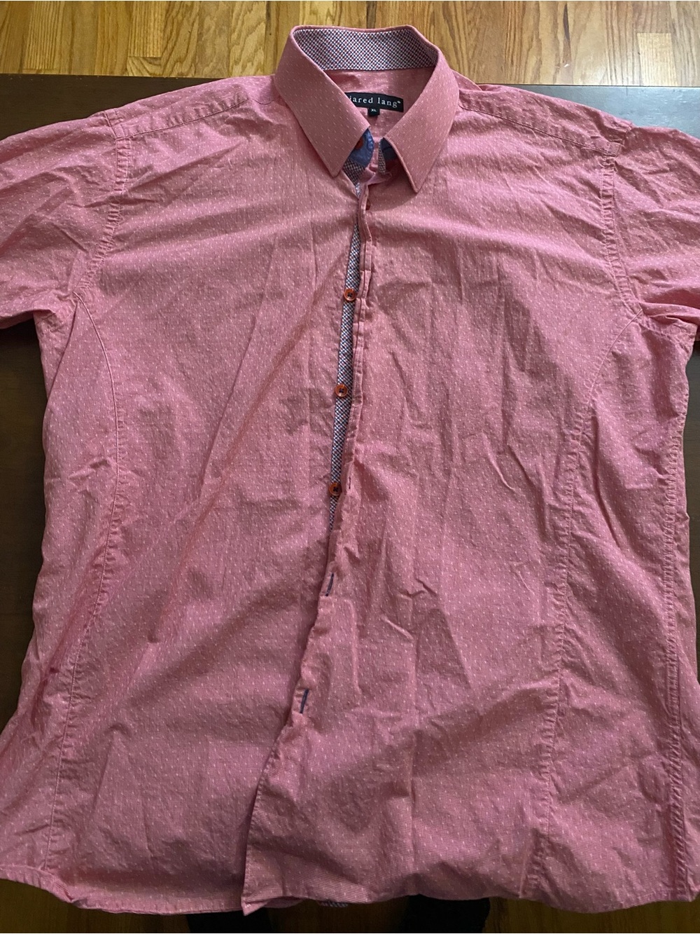 Jared Lang Men's Pink Short-Sleeve Button-Down Shirt with Contrast Trim